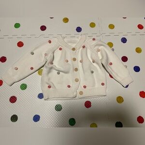 White colorful polka dot cardigan baby girl 9-12m